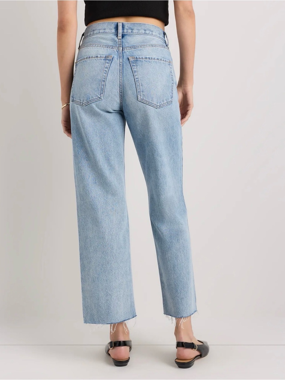Quince Bella Rigid Straight Jeans - Powder Blue Raw Hem - Picture 5 of 15